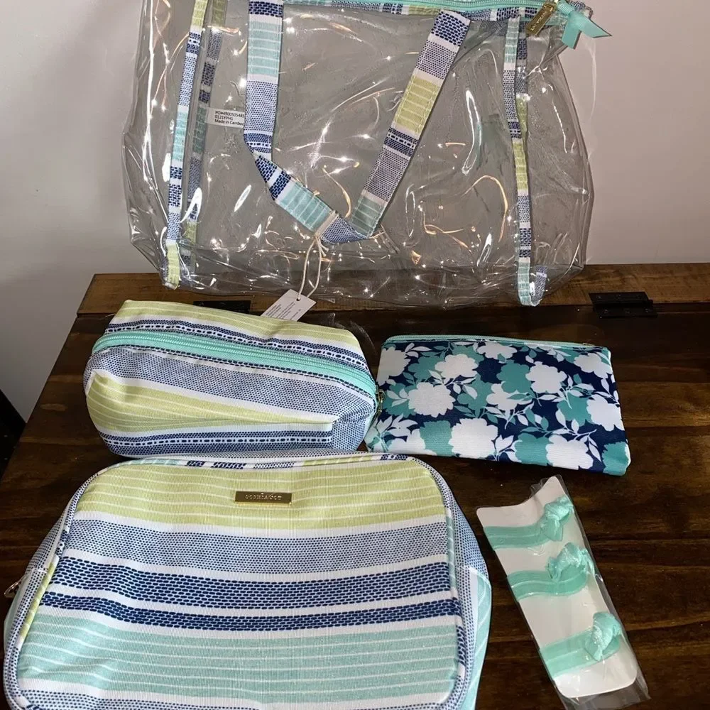 Sophia Joy Conair Striped Duffle 5 PC Set NWT